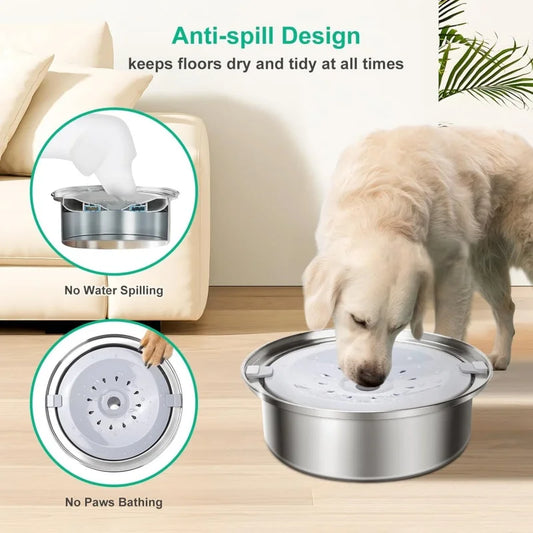 No Spill Stainless Steel Dog Water Bowl