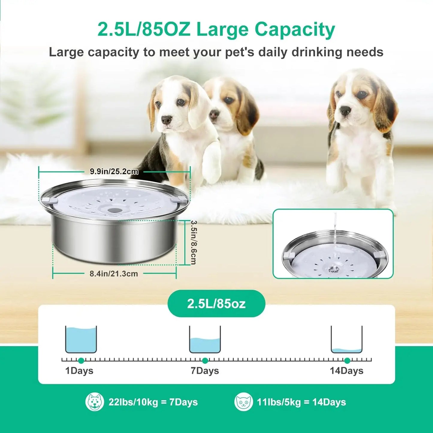 No Spill Stainless Steel Dog Water Bowl