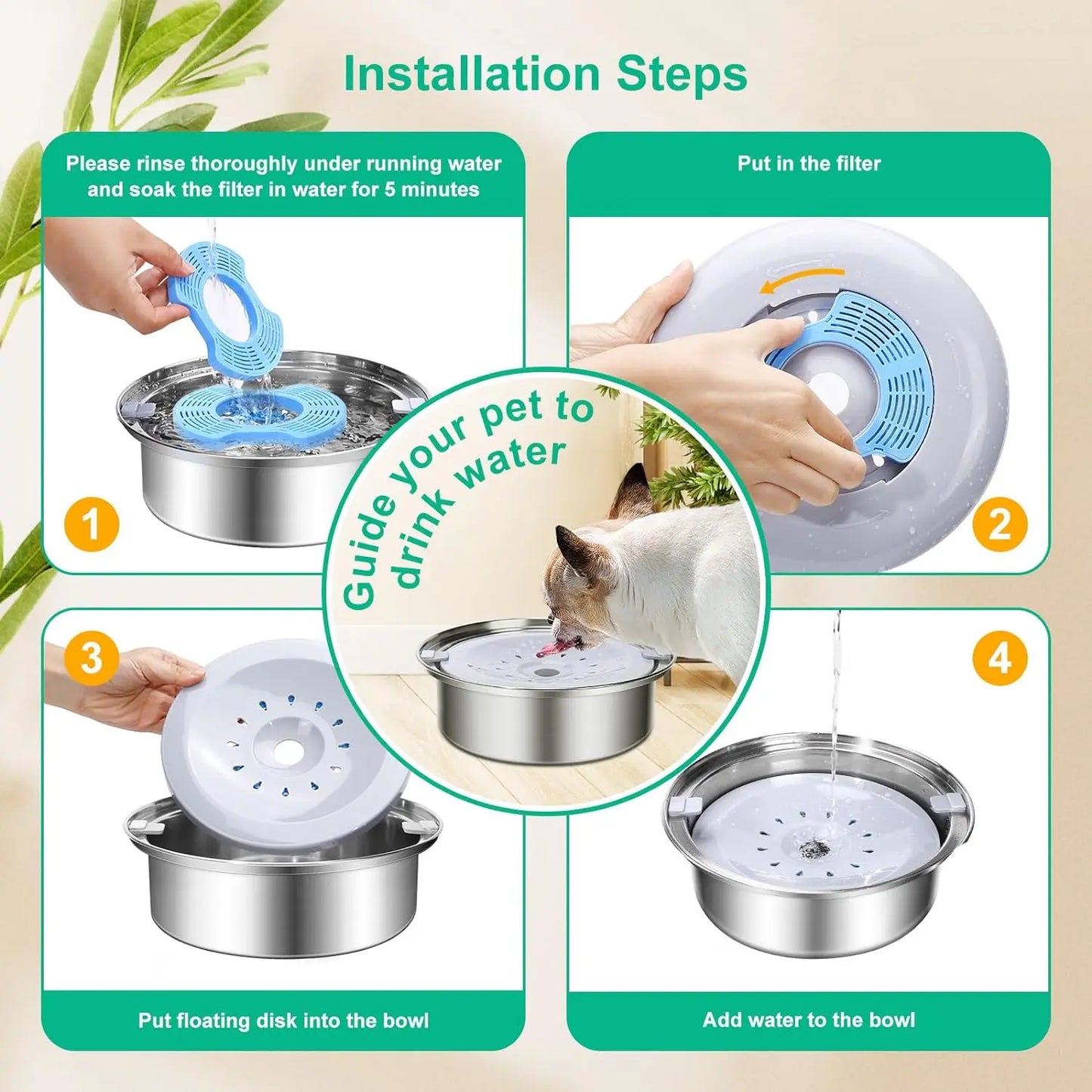No Spill Stainless Steel Dog Water Bowl